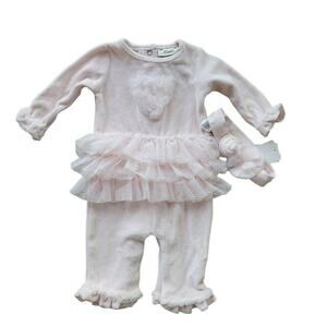 Miniclasix Pink Velour Romper